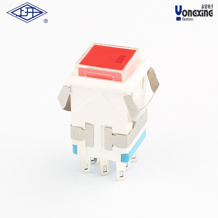 KD2點發(fā)光8腳紅色罩按鈕開關(guān)