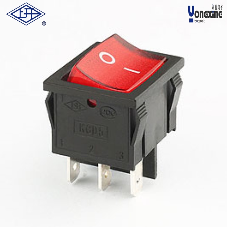 KCD5雙極雙擲帶燈紅色船型開關(guān)
