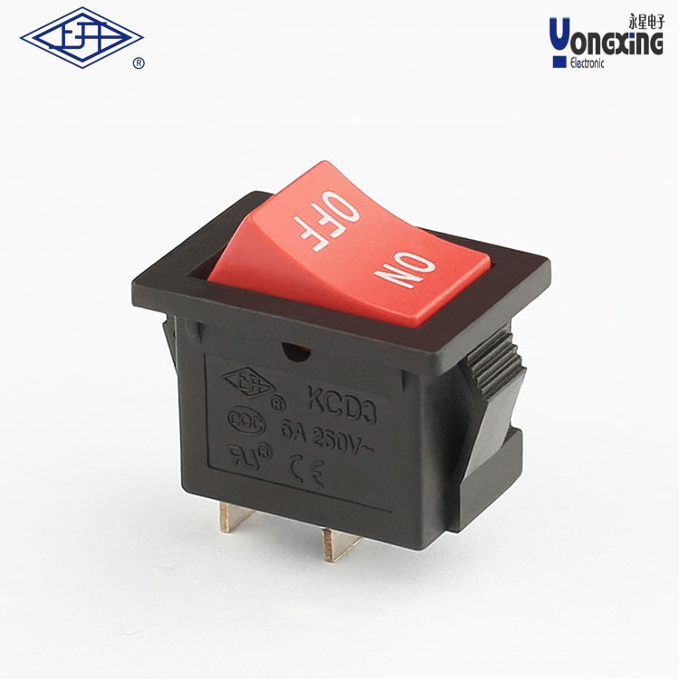 KCD3兩個腳紅色船型開關(guān)